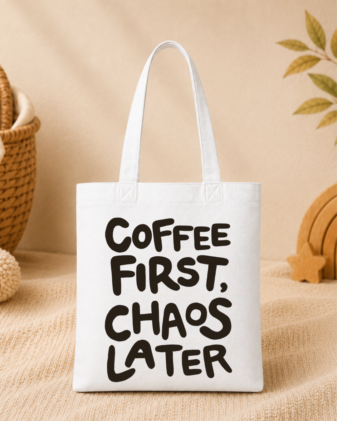 BF - Graphic Tote Bag - Coffee First Chaos Later