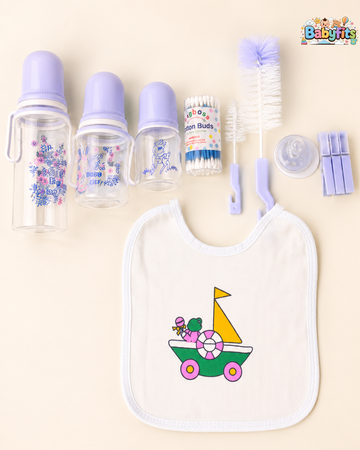 Baby Feeding & Bottle-Cleaning Starter Set - Blue