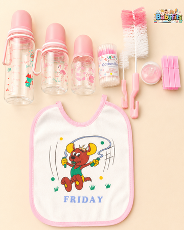 Baby Feeding & Bottle-Cleaning Starter Set - Pink