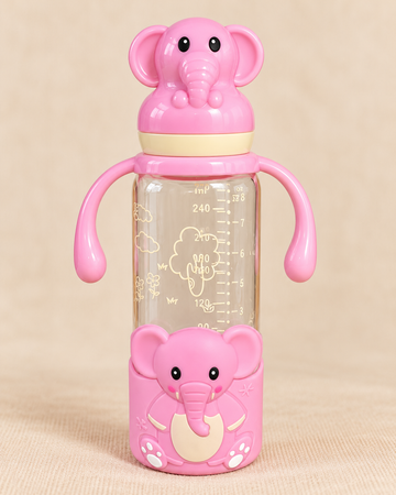 Pretty Baby Little Trunk 240ml BPA-Free Feeding Bottle with Handles – Pink