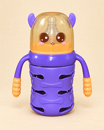 FISH Grape Pop 150ml Baby Feeding Bottle with Handles – Purple & Orange