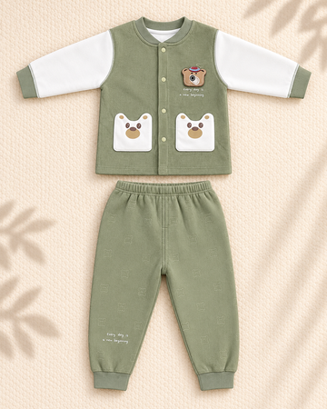 Winter Night Suit - Sage Pocket Bear - C14