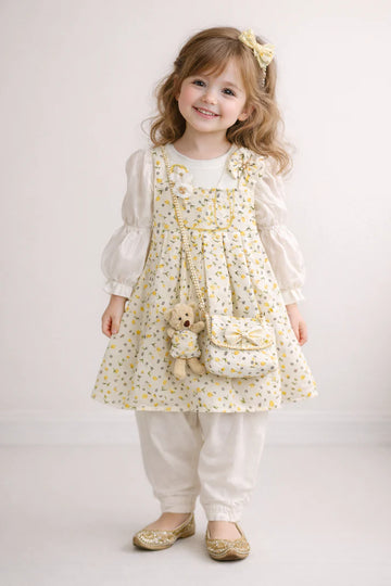 2 Pieces - Frock - Flower & Teddy