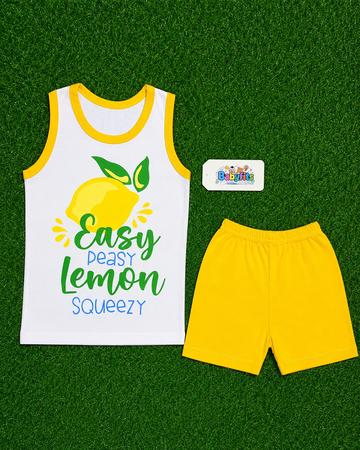 Cotton Jersey Sando & Short - Yellow - Easy Lemon