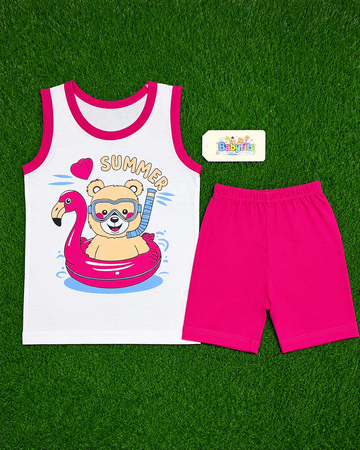 Cotton Jersey Sando & Short - Pink - Summer