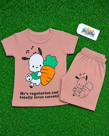 Cotton Jersey T-Shirt & Shorts - Brown - Rabbit