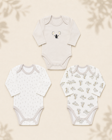 Pack of 3 Full Sleeve Bodysuits - koala - 006