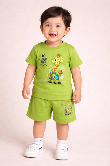 Shirt & Shorts - Giraffe - Green