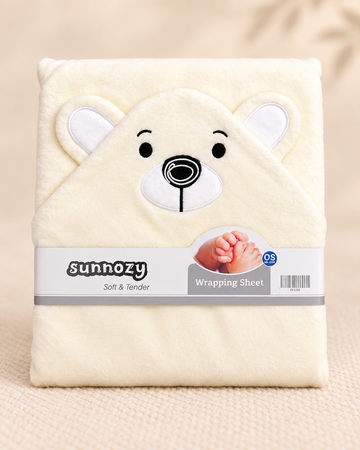 Teddy Bear Hooded Baby Wrapping Sheet - Skin