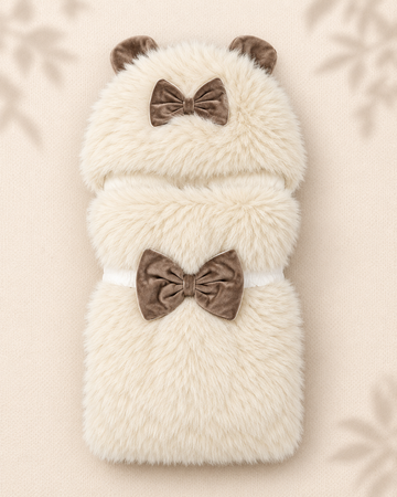BF - Plush Swaddle - Cream & brown bows