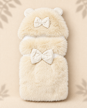 BF - Plush Swaddle - Ivory & matching bows