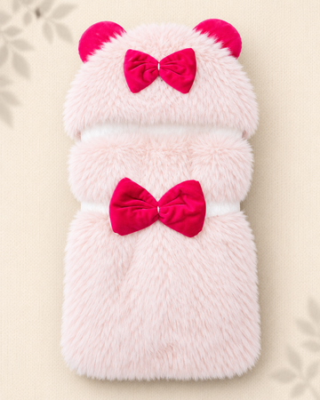BF - Plush Swaddle - Blush pink & hot-pink bows