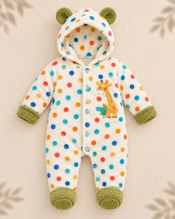 Hooded Romper - Olive Green Trim