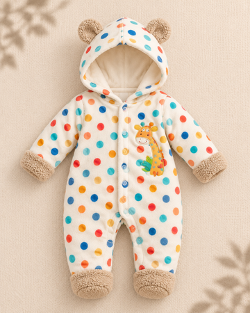 Hooded Romper - Soft Beige Trim