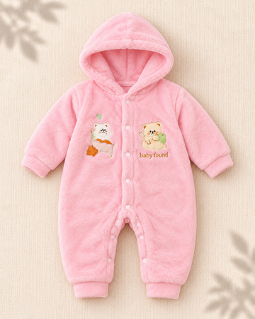 Hooded Romper - Baby Pink