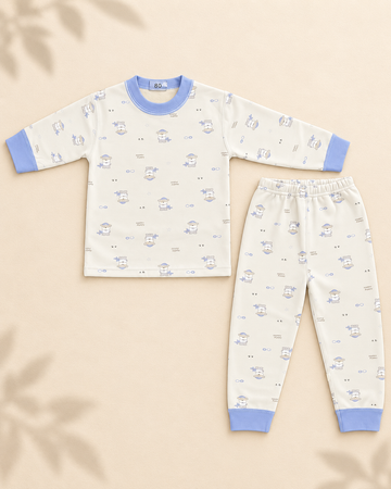 Winter Night Suit - Happy Puppy Blue - D2