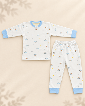 Winter Night Suit - Cars Sky Blue - D4