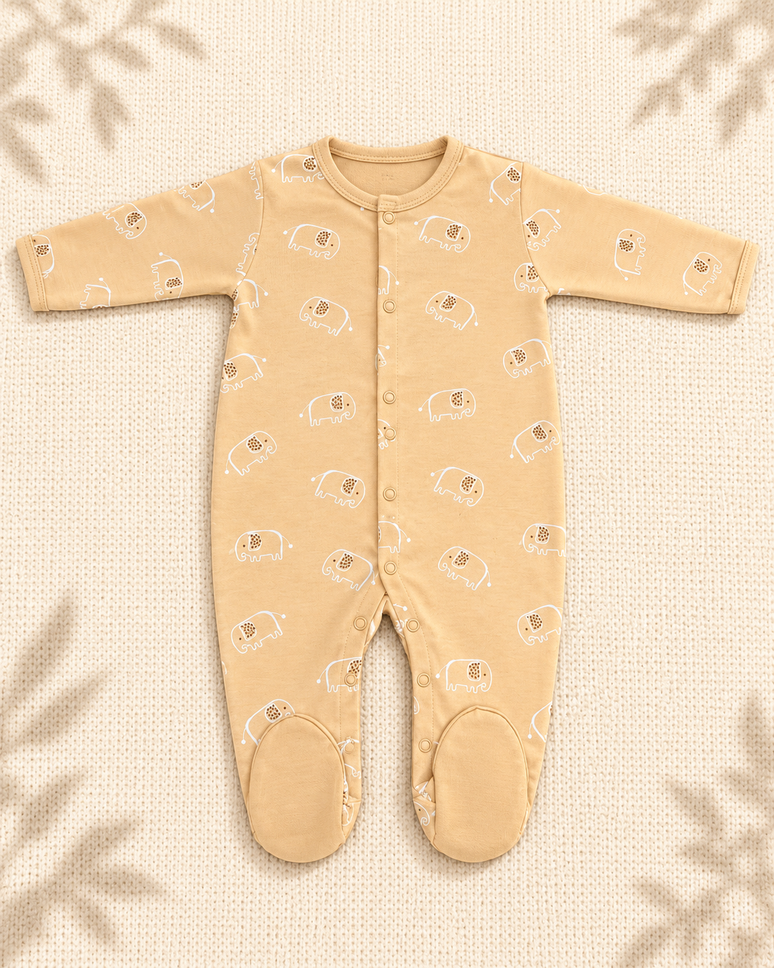 Pack of 3 - Full Sleeves - Footed Sleep Suits - Elephant