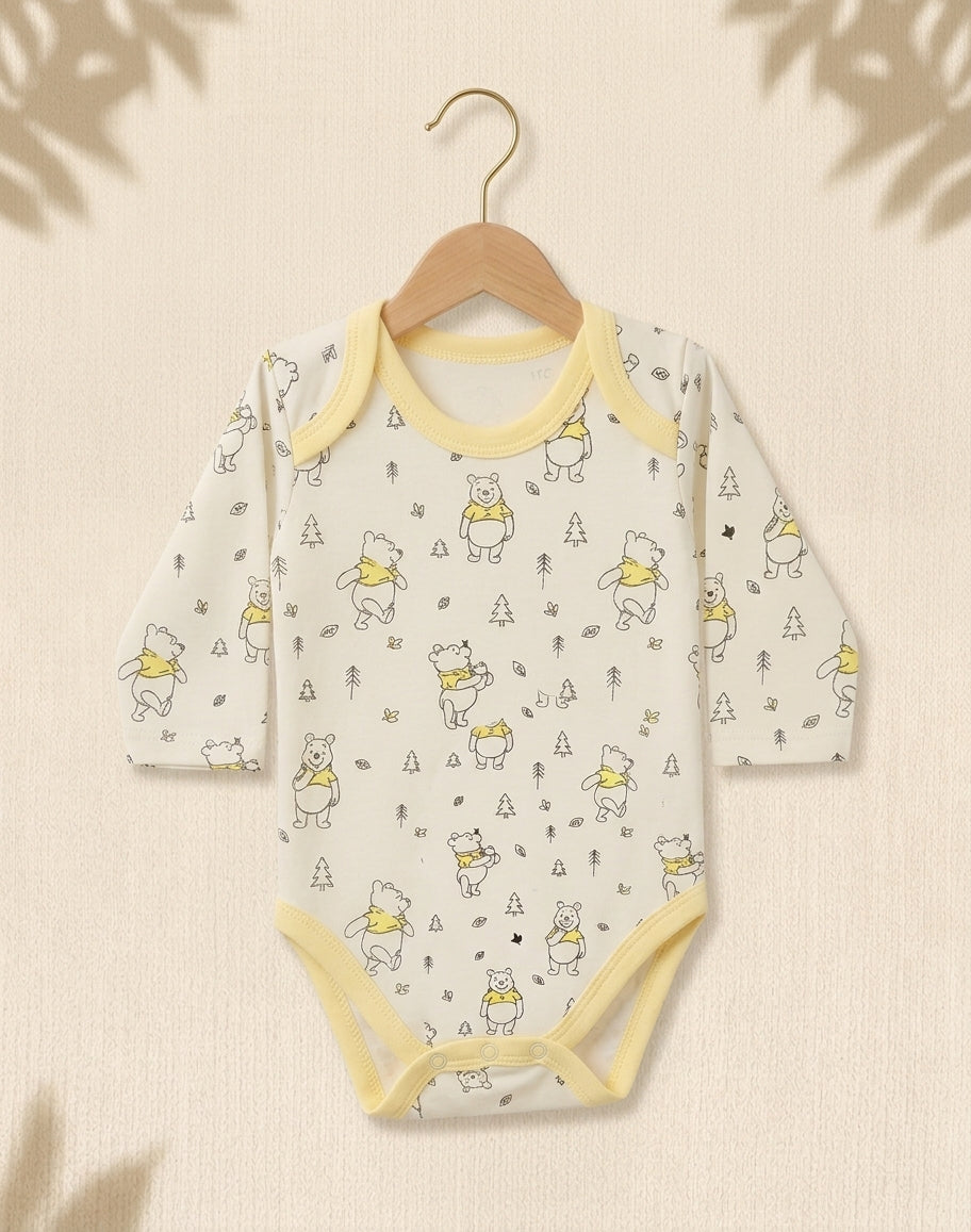 Pack of 3 Full Sleeve Bodysuits - Yellow Po - 012