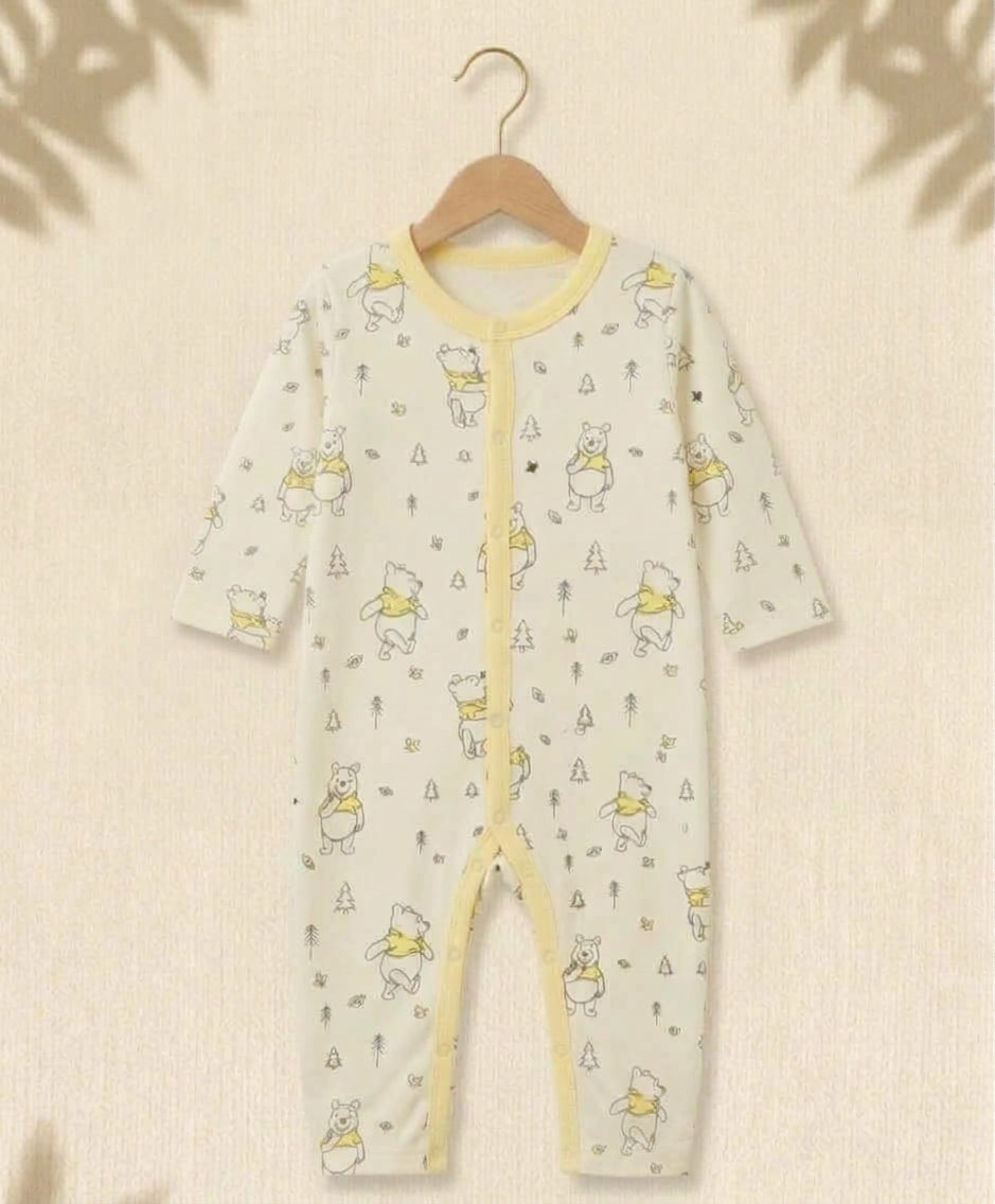 Pack of 3 - Full Sleeves - Sleep Suits - Yellow poo