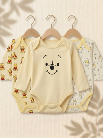Pack of 3 Full Sleeve Bodysuits - Yellow Po - 012