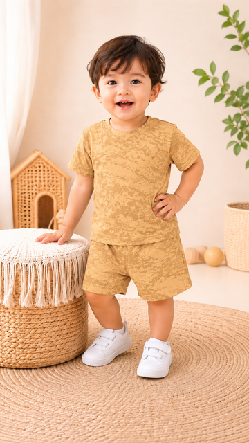 Round Neck - Shirt & Shorts - Khaaki Camo