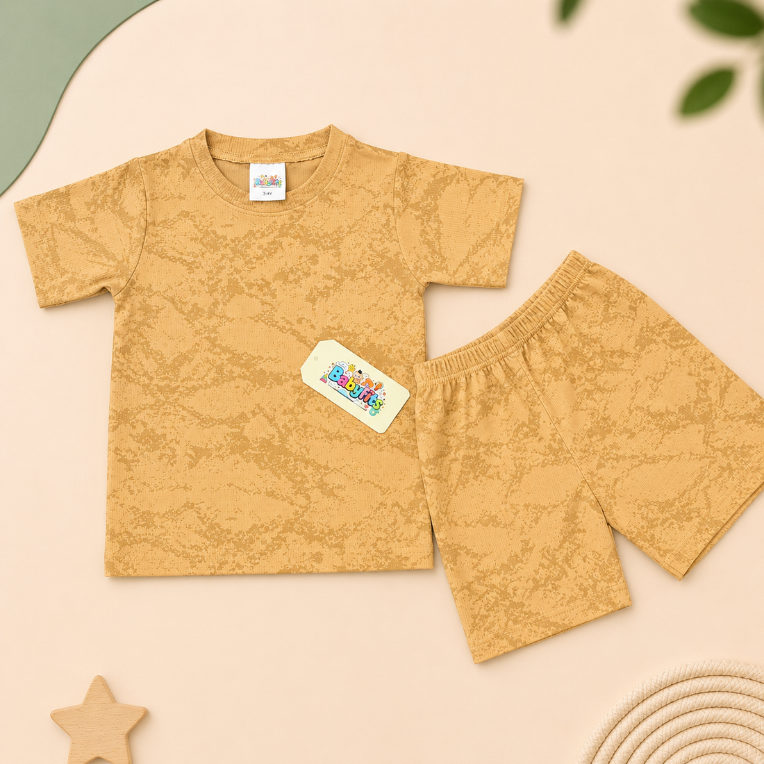 Round Neck - Shirt & Shorts - Khaaki Camo