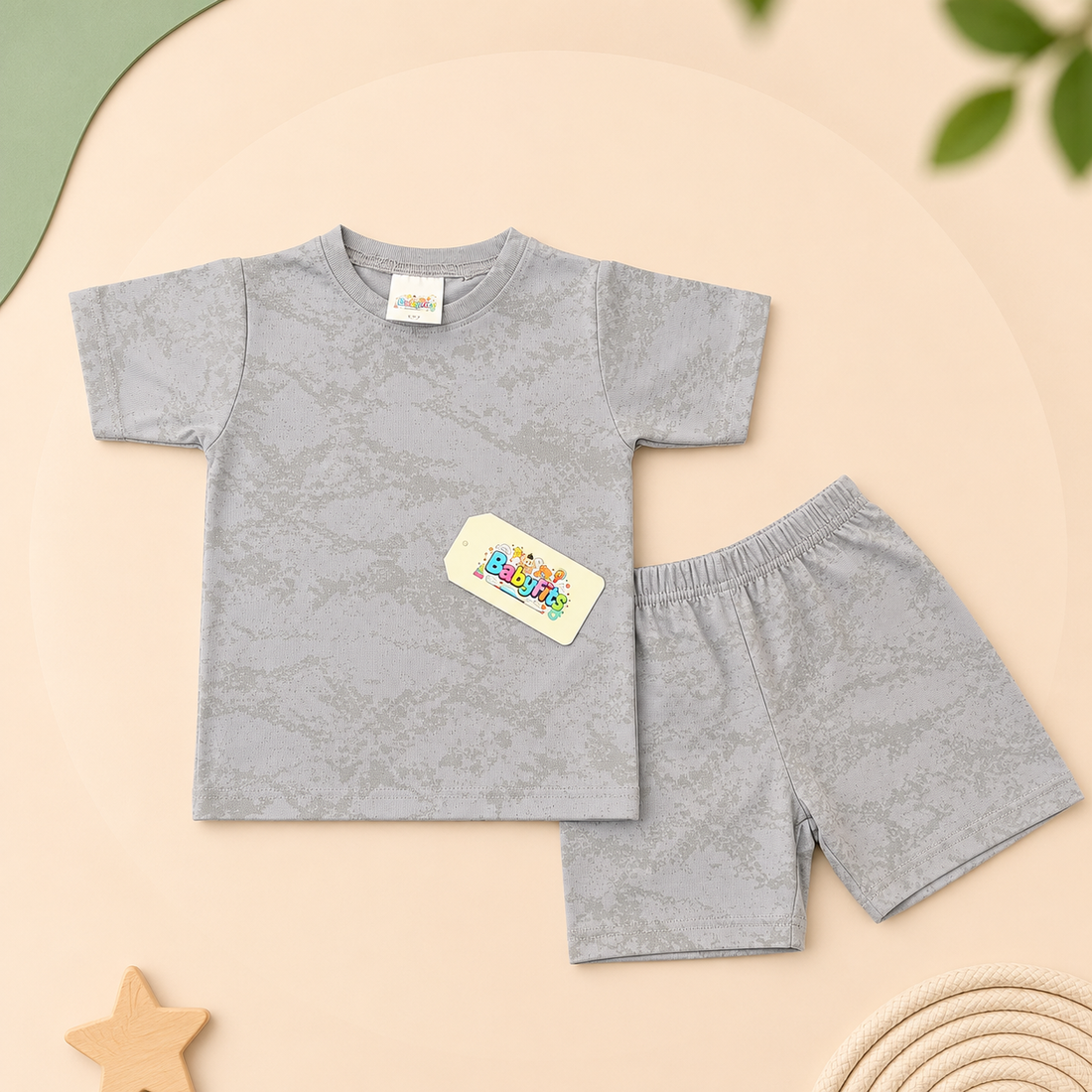 Round Neck - Shirt & Shorts - Metallic Grey Camo