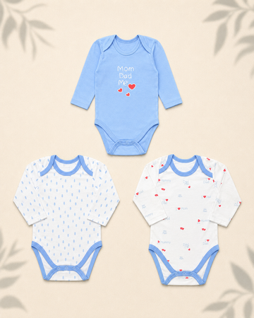 Pack of 3 Full Sleeve Bodysuits - Mom Dad Me - 008