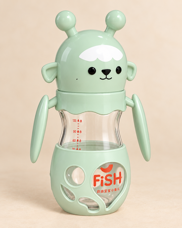 FISH Mint Buddy 240ml BPA-Free Baby Feeding Bottle with Handles – Green
