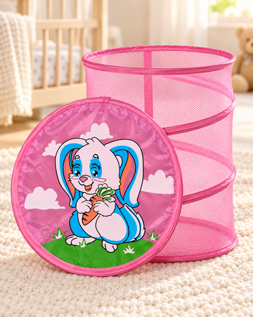 Hoppy Days Collapsible Laundry Basket – Pink