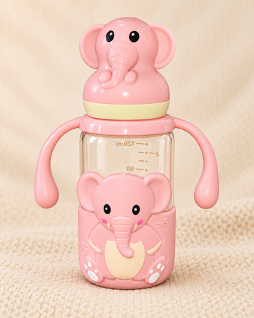 Pretty Baby Little Trunk 125ml BPA-Free Feeding Bottle with Handles – Pink