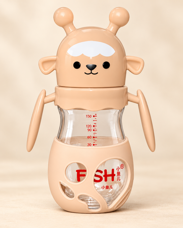 FISH PureNest 240ml BPA-Free Glass Baby Feeding Bottle – 0+ Months