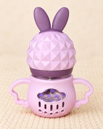 FISH Bunny Bloom 80ml BPA-Free Glass Baby Feeding Bottle with Handles – Pink & Purple