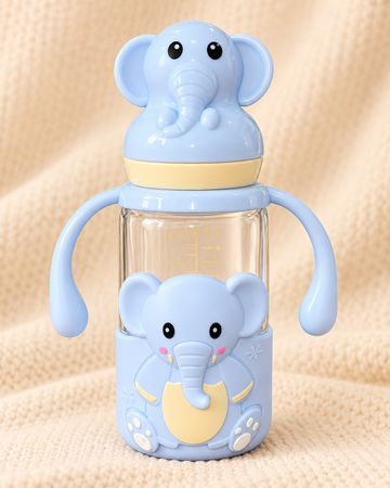 Pretty Baby Little Trunk 125ml BPA-Free Feeding Bottle with Handles – Blue