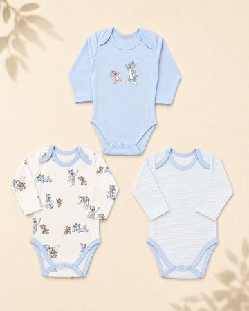 Pack of 3 Full Sleeve Bodysuits - Tom & Jerry - 003