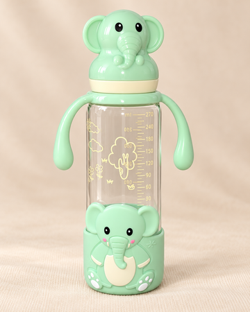 Pretty Baby Little Trunk 240ml BPA-Free Feeding Bottle with Handles – Mint Green